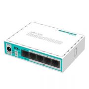 Mikrotik hEX lite with 850MHz CPU, 64MB RAM, 5 LAN ports, RouterOS L4, plastic case, PSU