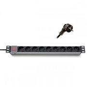 Triton 19'' elosztpanel 9x250V, kapcsolval, 1U, 2,3m
