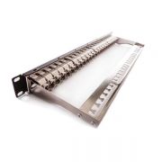 KELine Patch panel , Kategria 6A, 24xRJ45/s,fekete, csatlakozkkal, 1U