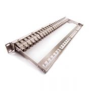 KELine Patch panel , Kategria 6A, 24xRJ45/s, ezst, csatlakozkkal, 1U